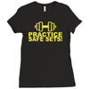 safe sex train gym workout funny gift Ladies Fitted T-Shirt