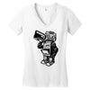 dance robot music old Women's V-Neck T-Shirt