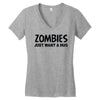 zombies just want a hug Women's V-Neck T-Shirt