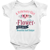 A February Girl Like A Flowers Baby Bodysuit