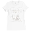 christmas funny dog &amp; snowman Ladies Fitted T-Shirt