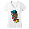up all night cat Women's V-Neck T-Shirt