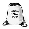 narwhal whale Drawstring Bags