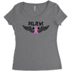 angel wing believe breast cancer Women's Triblend Scoop T-shirt