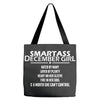 Smartass December Girl Tote Bags