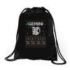 santa gemini christmas ugly t shirts Drawstring Bags