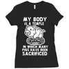 my body is a temple in which a lot of pigs have been sacificed Ladies Fitted T-Shirt