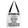 Super September Girl Tote Bags