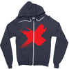 red x Zipper Hoodie