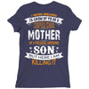 Super Cool Mother Of A Freaking Awesome Son Ladies Fitted T-Shirt