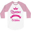 queens are born in october 3/4 Sleeve Shirt