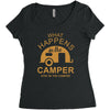 what happens in camper stays in camper vintage style camp funny Women's Triblend Scoop T-shirt