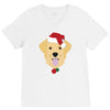 golden retriever dog with red santa's hat V-Neck Tee