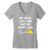 my head says gym but my heart say tacos Women's V-Neck T-Shirt