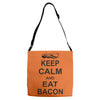 keep calm and eat bacon t shirt funny parody meat tee food pig hog bre Adjustable Strap Totes