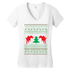 ugly sweater dinosour Women's V-Neck T-Shirt