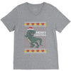 ugly dinosaur merry christmas V-Neck Tee