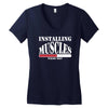 funny installing muscles, ideal gift, birthday present Women's V-Neck T-Shirt