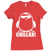 penguin chillax funny new Ladies Fitted T-Shirt
