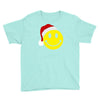 smiley face wears santa hat merry christmas Youth Tee