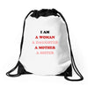 i Am A Woman A Daughter A Mother A Sister Drawstring Bags