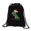christmas dinosaur Drawstring Bags