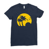 beach silhouette birds sand sunset Ladies Fitted T-Shirt