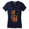 skull us flag Women's V-Neck T-Shirt