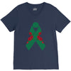 liver ribbon and rose V-Neck Tee