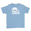 vinyl junkie white logo Youth Tee