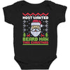 most wanted beard man this christmas Baby Bodysuit
