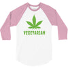 Vegetarian Pot Leaf 3/4 Sleeve Shirt