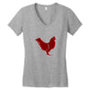 chiken red Women's V-Neck T-Shirt