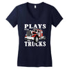 plays with trucks family matching Women's V-Neck T-Shirt