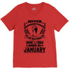 Never Underestimate Old Man Who Was Born January V-Neck Tee