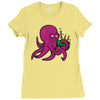 purple octopus playing the bagpipes Ladies Fitted T-Shirt