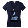 no one can scare me i am atomach cancer warrior Women's V-Neck T-Shirt