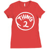 thing 1 and thing 2 red dr suess cat in a hat fancy fun Ladies Fitted T-Shirt