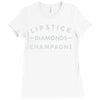 lipstick diamonds champagne Ladies Fitted T-Shirt