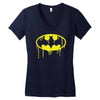 batman dying bleeding logo Women's V-Neck T-Shirt