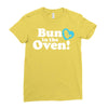 Bun in the Oven with Heart Baby Boy Ladies Fitted T-Shirt