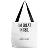 great in bed Tote Bags