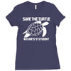 save the turtle Ladies Fitted T-Shirt