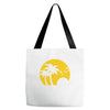 beach silhouette birds sand sunset Tote Bags