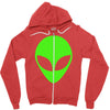 uomo alieno ufo stampa verde fluo divertente mitiche Zipper Hoodie