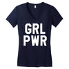 girl power white logo Women's V-Neck T-Shirt