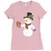 smiling snowman holding out christmas Ladies Fitted T-Shirt