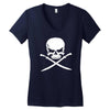 biker pirate skull bones swords Women's V-Neck T-Shirt