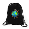 animal polygon around the planet Drawstring Bags
