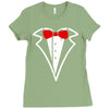 tuxedo bow Ladies Fitted T-Shirt